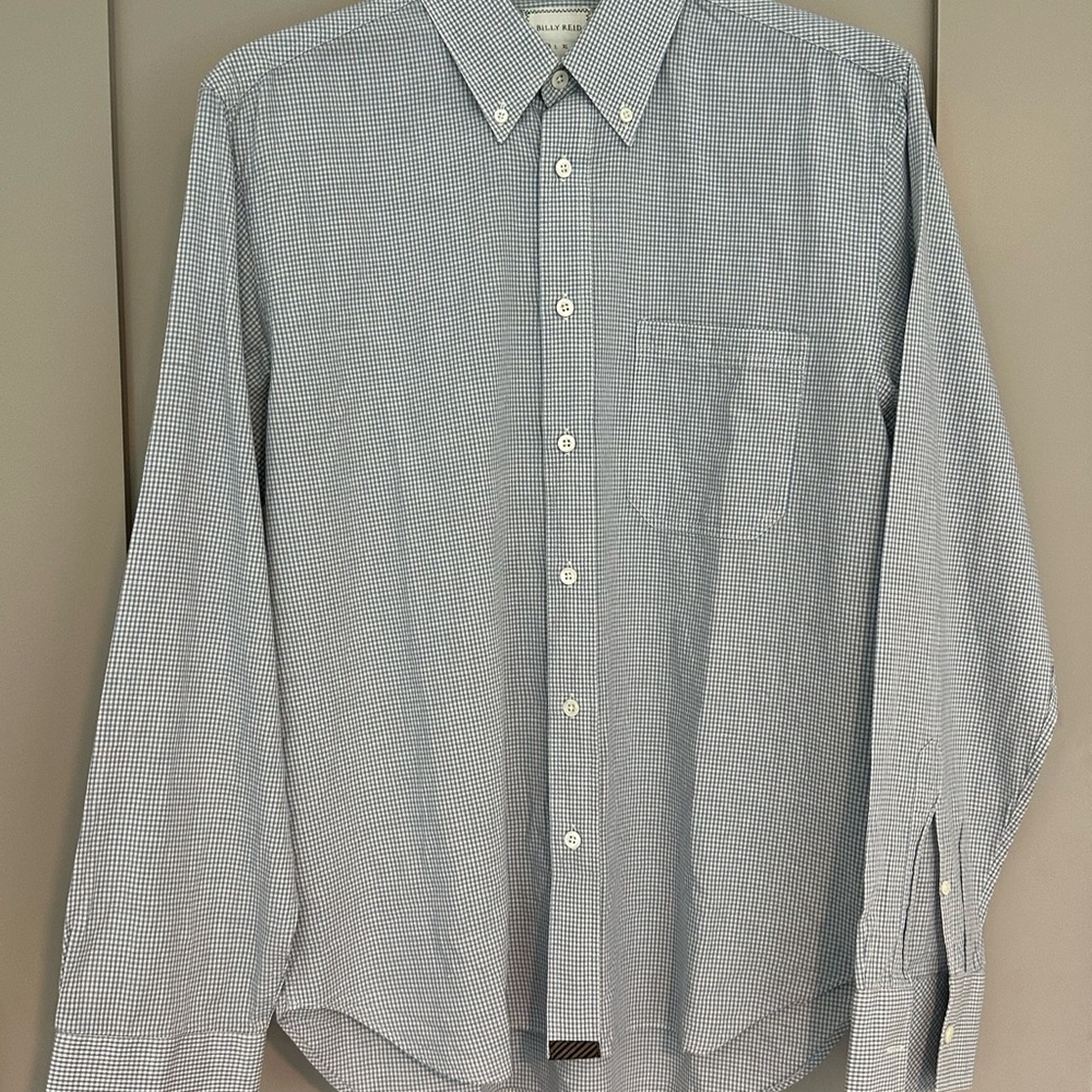 Billy Reid Men's Blue Checkered Dress Shirt